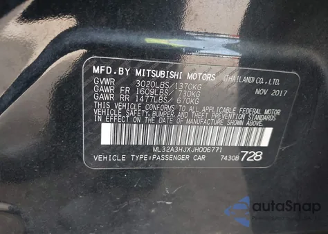 2018 Mitsubishi Mirage Es z USA, uszkodzony, nr VIN ML32A3HJXJH006771